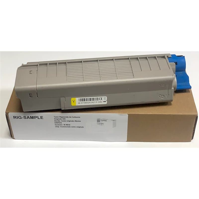 Toner OKI 44315305 pour C610 C610N C610dn 610 - Jaune - 6.000 Pages - Régénéré Made in Italy