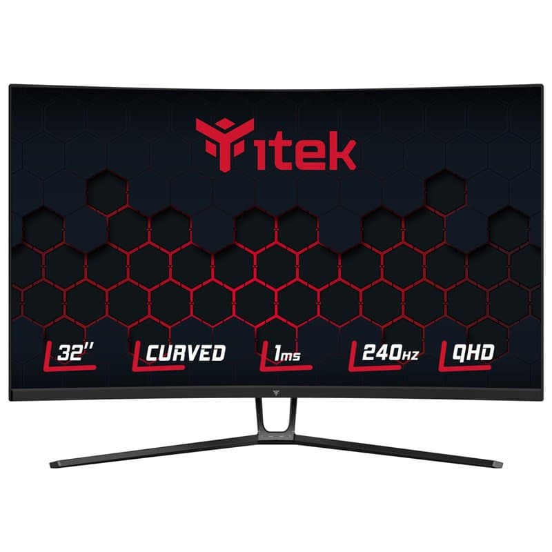 Itek Moniteur GGC - 32" Incurvé, 2560x1440 QHD, Panneau VA 240Hz, réponse 1ms, connexions 2xHDMI et 2xDP, HDR 400, Adapt Sync