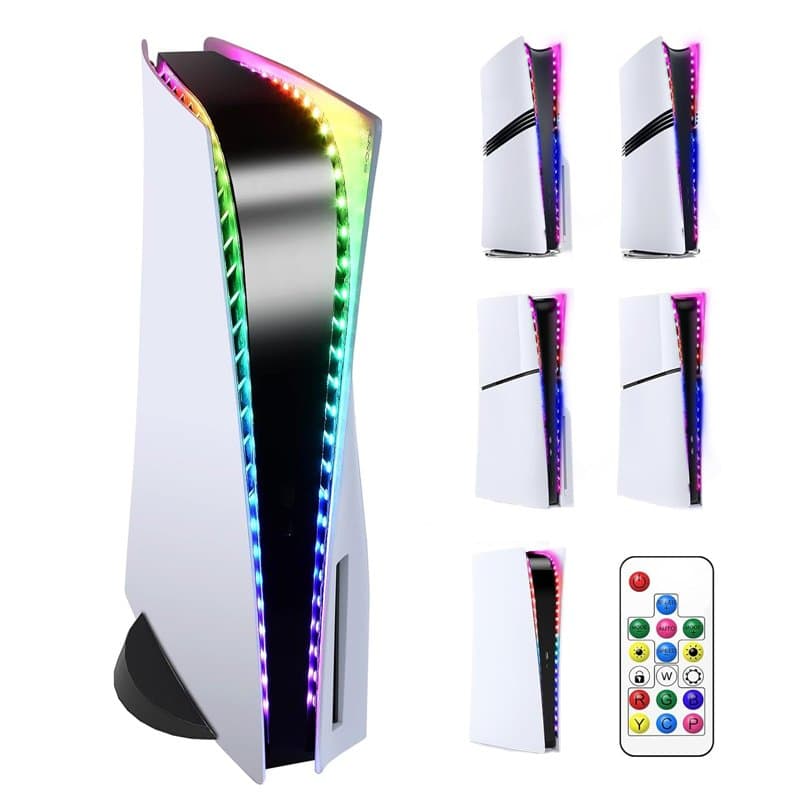 Ruban LED pour PS5/PS5 PRO/PS5 Slim, Bande LED 5050 RGB Bande Lumineuse Flexible avec 7 Couleurs 358 Modes, Décoration Ruban LED