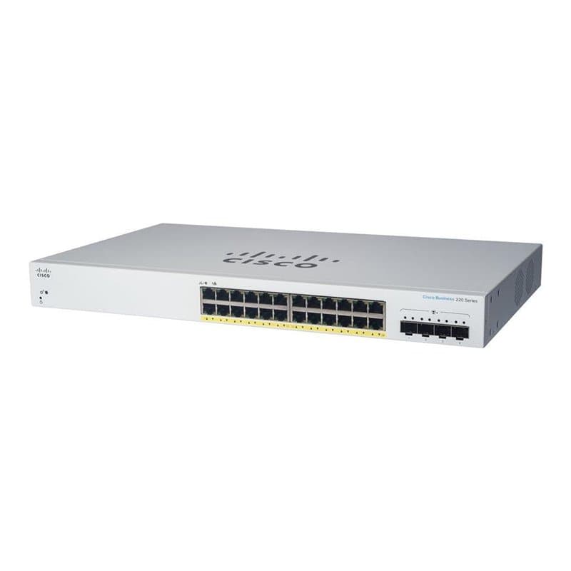 Cisco Commutateur Intelligent Business CBS220-24FP-4X | 24 Ports GE | PoE complète | Ports SFP+ 4 x 10G | Garantie matérielle li