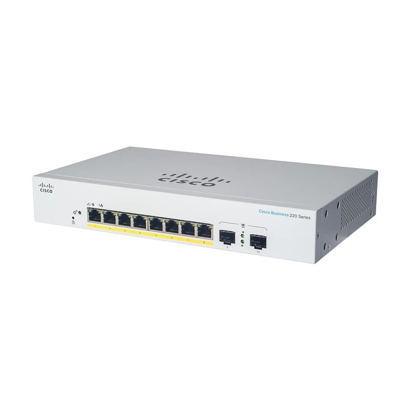 Cisco Commutateur Intelligent Business CBS220-8T-E-2G | 8 Ports GE | Ports Small Form-Factor Pluggable (SFP) 2 x 1G | Garantie m