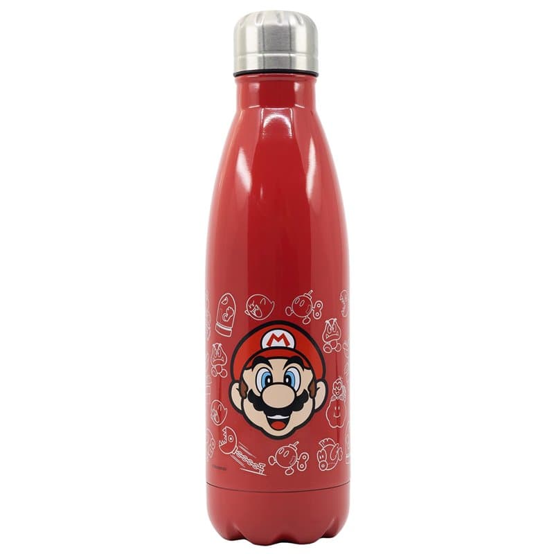 STOR Bouteille décorée avec une illustration du visage du personnage Mario en acier inoxydable 780 ml de capacité