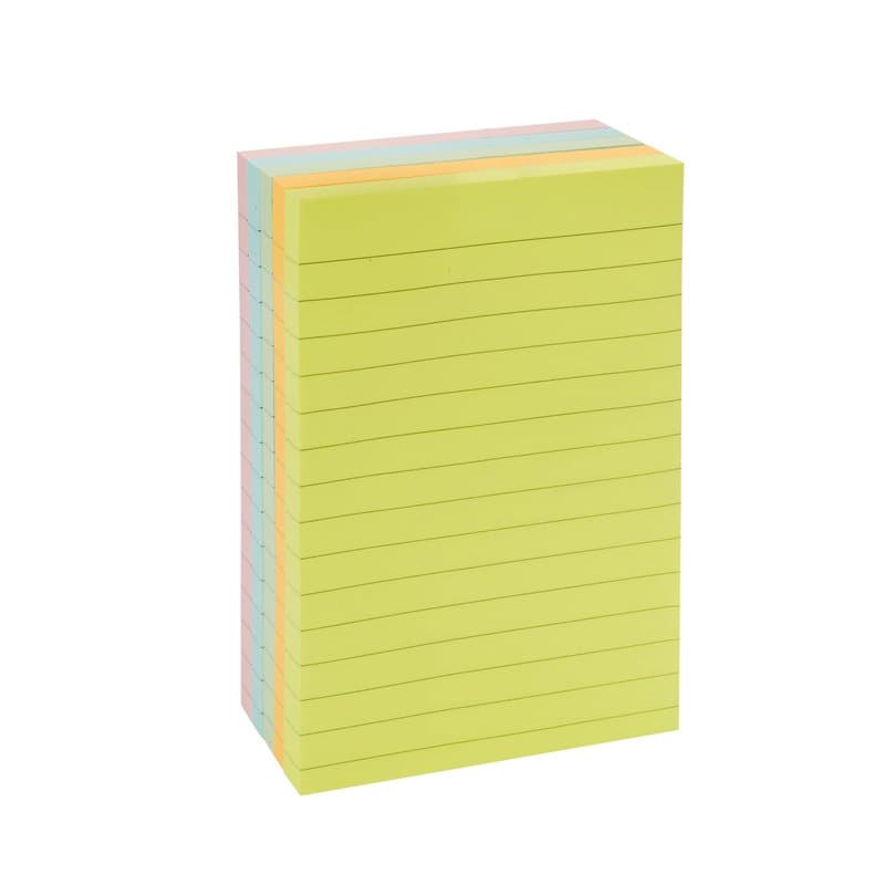 Amazon Basics Carrée blocs de feuillets autocollants lignés, Lot de 5, Couleurs assorties, 102 x 152 mm