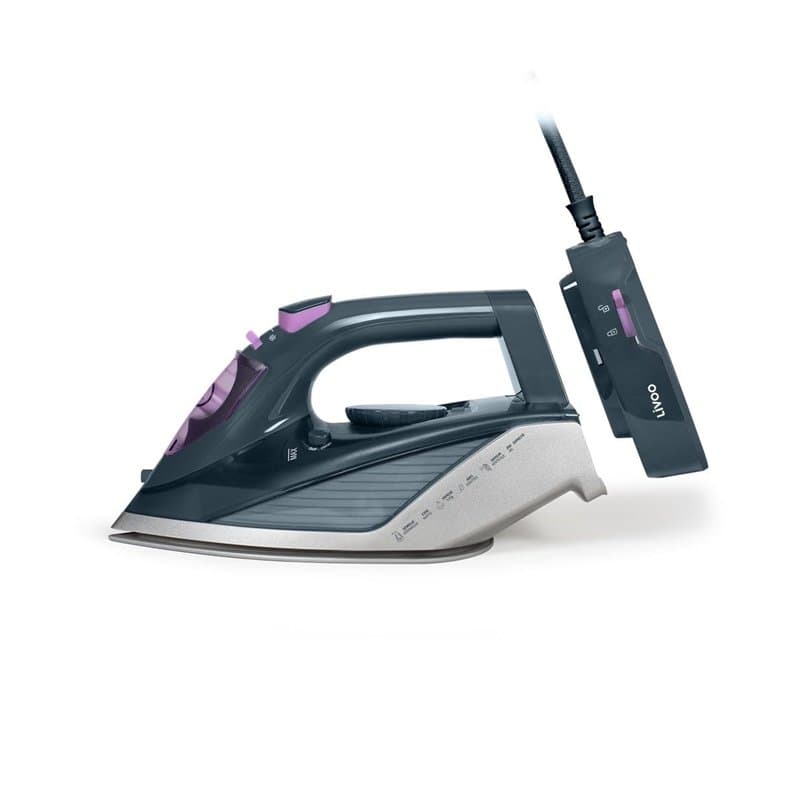 Livoo - Fer à repasser sans fil DOM483 – avec ou sans fil, semelle céramique, 2200W, capacité 350 ml, thermostat réglable, débit