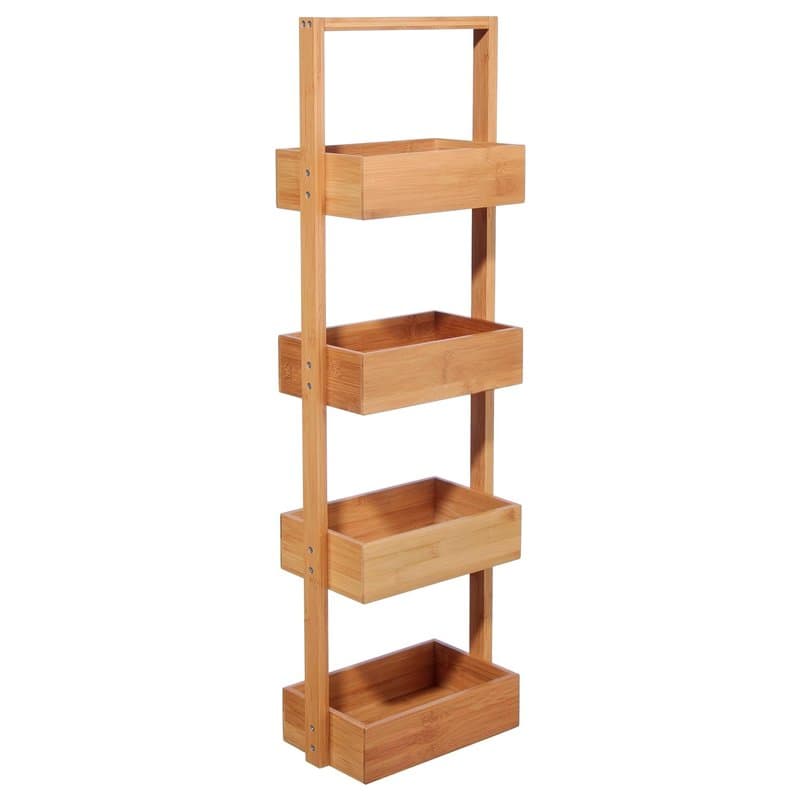Well Home - Organiseur de salle de bain en bambou avec 4 niveaux H.88 cm