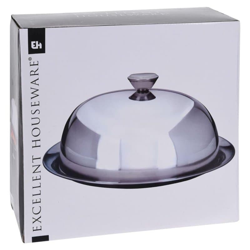 Excellent Houseware BBTrade Sales Cloche en Verre avec Plaque de Base en Acier Inoxydable Plateau de Service vidaXL Assiettes dé