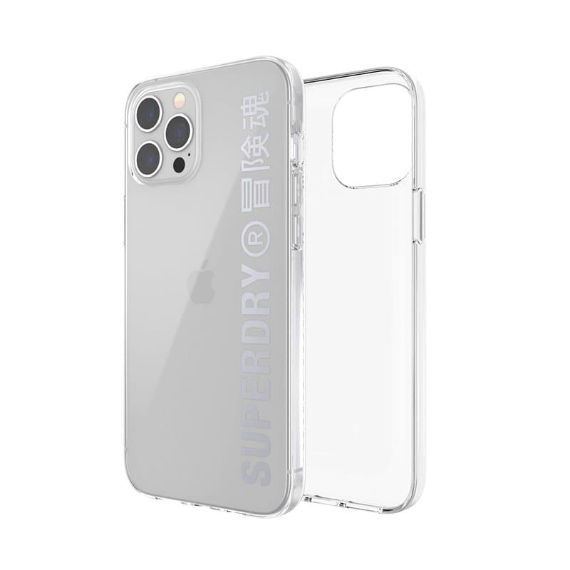 Superdry 42591 Coque de Protection Transparente pour iPhone 12 / iPhone 12 Pro 6.1 Transparent/Argent