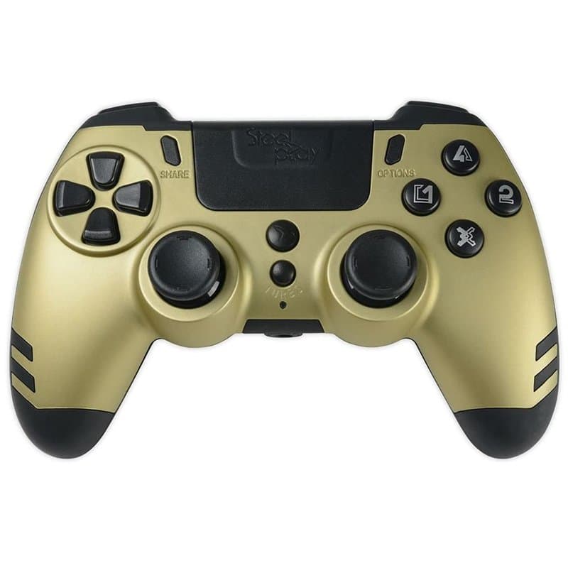 Steelplay Slimpack - Manette sans Fil 2,4 GHz, Compatible PS4/PS3/PC, Double Retour de Vibration, 4 palettes arrière programmabl