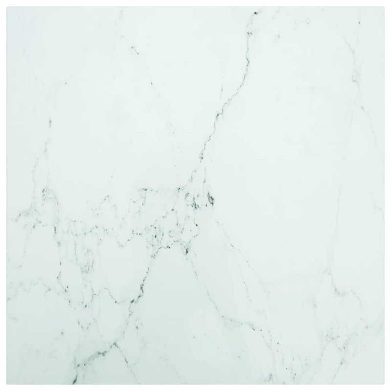 Dessus de table blanc 70x70 cm 6 mm verre trempé design marbre