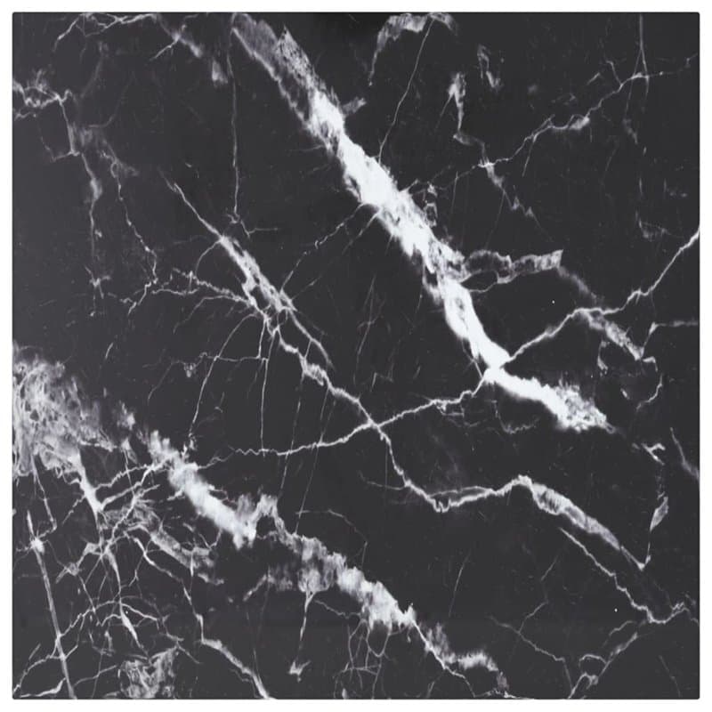 vidaXL Dessus de table en verre trempé noir avec motif marbré - Pièce en verre carré durable pour tables de salle à manger et ta