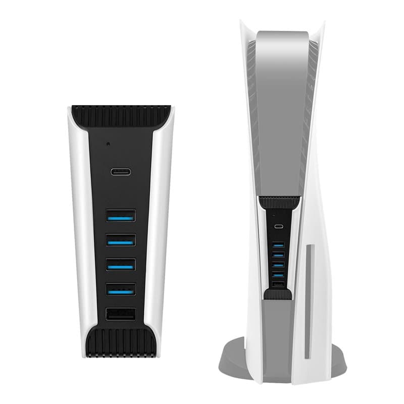 Mcbazel PS5 Console Hub USB2.0 5 Ports, multiport Haute Vitesse Transfert de données Hub d'extension USB C à Charge Rapide pour