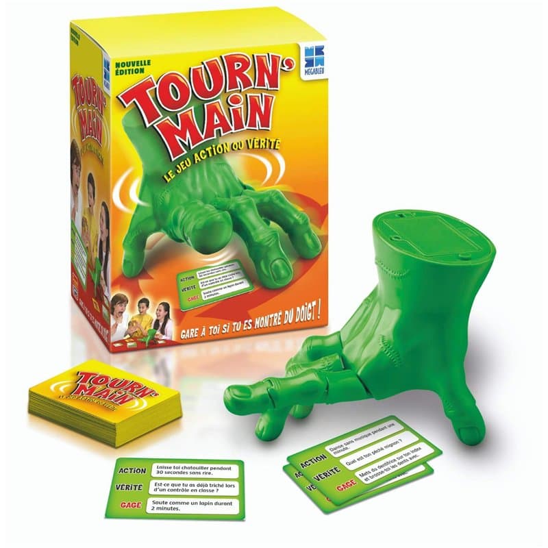 Mégableu - Tourn'Main - Nouvelle Edition - Jeu Action ou Vérité - Grand Classique - 100 Cartes avec 300 Défis - A Jouer en Famil