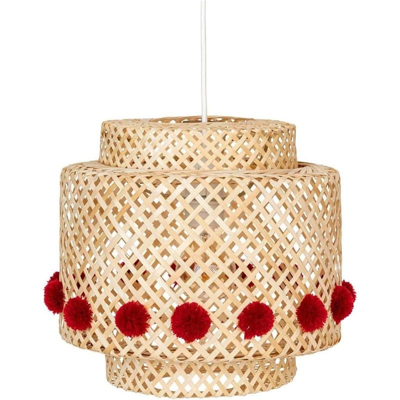 Atmosphera - Suspension enfant liby bambou pompons rouges d28cm