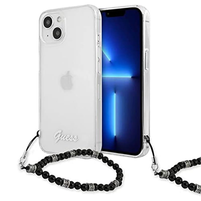 Guess GUHCP13SKPSBK Coque de Protection pour iPhone 13 Mini 5,4" Transparent Black Pearl