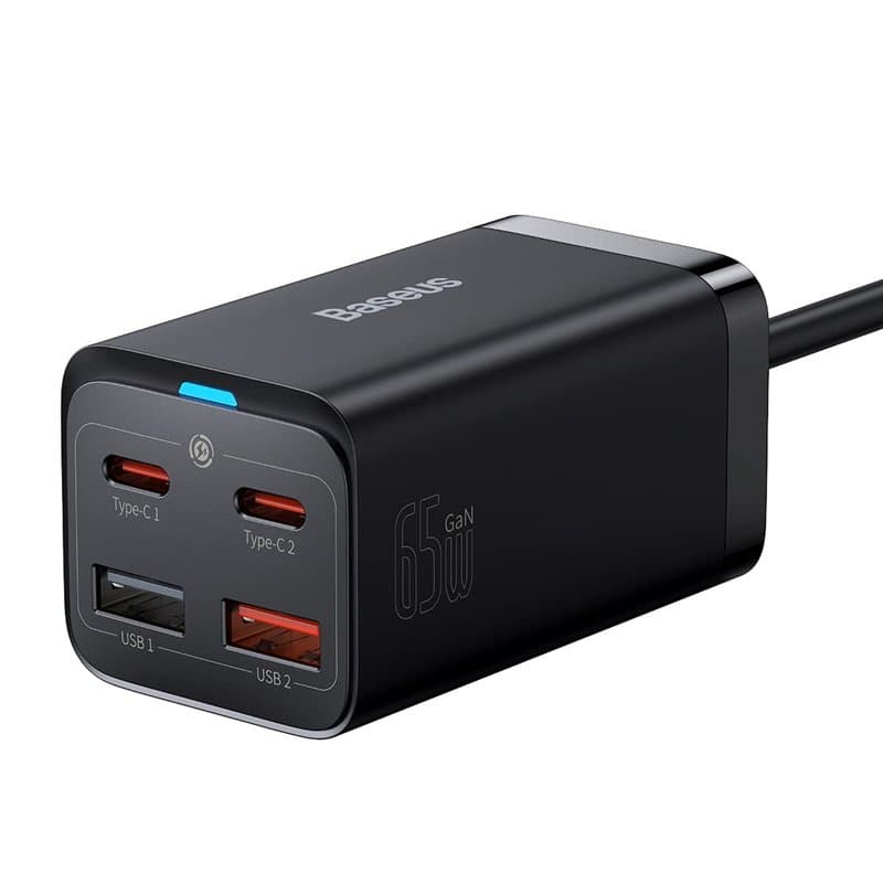 Baseus Travel Charger GaN3 Pro Quick Wall Charger C+C+U, PD3.0, QC4.0 +, AFC, FCP, SCP, PPS, MTK, (with Type C - Type C Cable 1m
