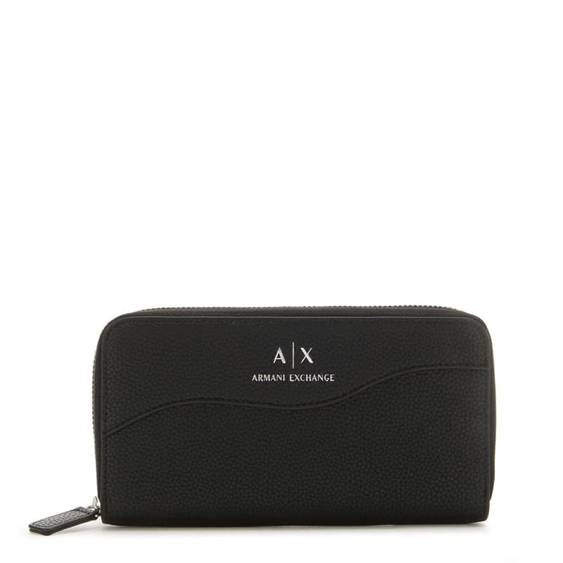Armani Exchange Portefeuille zippé Around, bi-Pliable Femme, Noir, Einheitsgröße