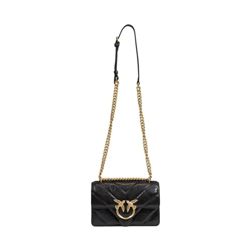 Pinko Sac love one mini bandoulière chevron brillant 100074 A1UR Z99Q noir, Noir