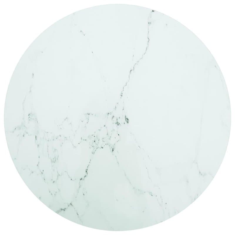 Dessus de table blanc Ø80x1 cm verre trempé avec design marbre