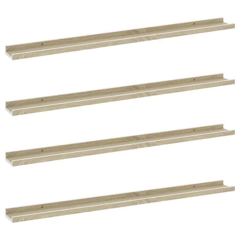 VidaXL Étagères murales 4 pcs Blanc et chêne Sonoma 100x9x3 cm