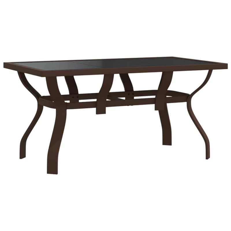 Bussandri Exclusive Table de jardin en acier et verre Marron et noir 140 x 70 x 70 cm