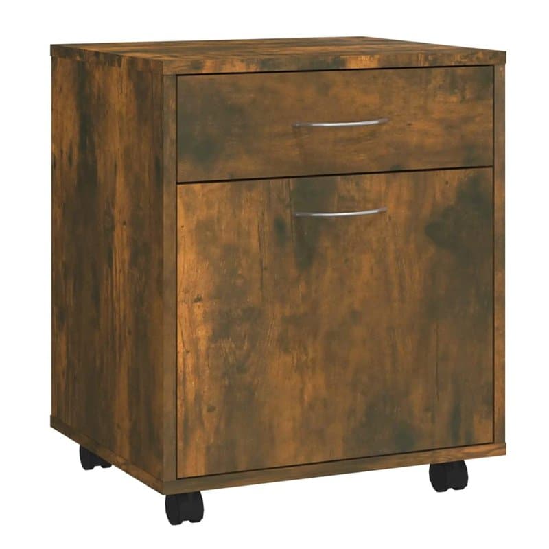 vidaXL Armadietto con Ruote Rovere Fumo 45x38x54 cm Legno Multistrato