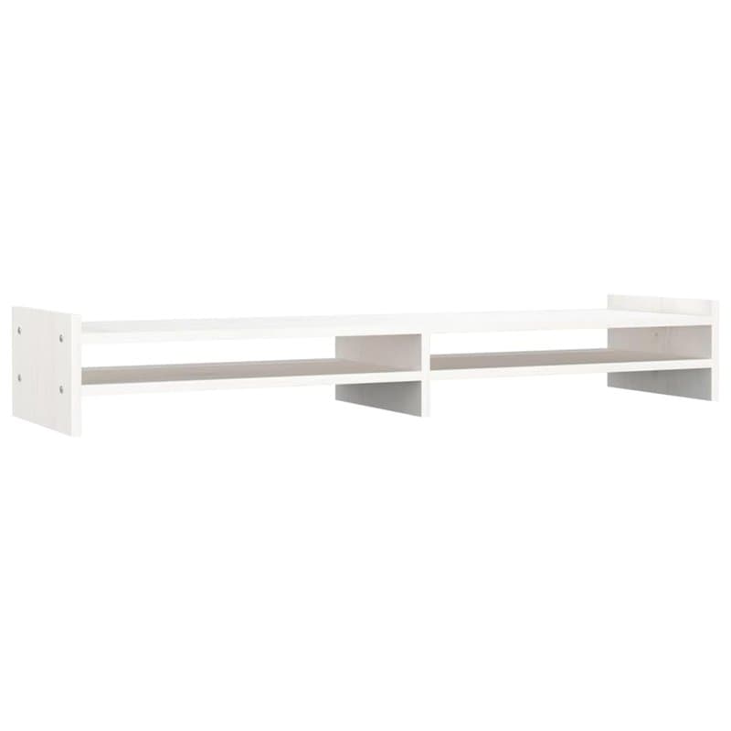 vidaXL Support moniteur en bois de pin massif Blanc 100 x 27 x 15 cm