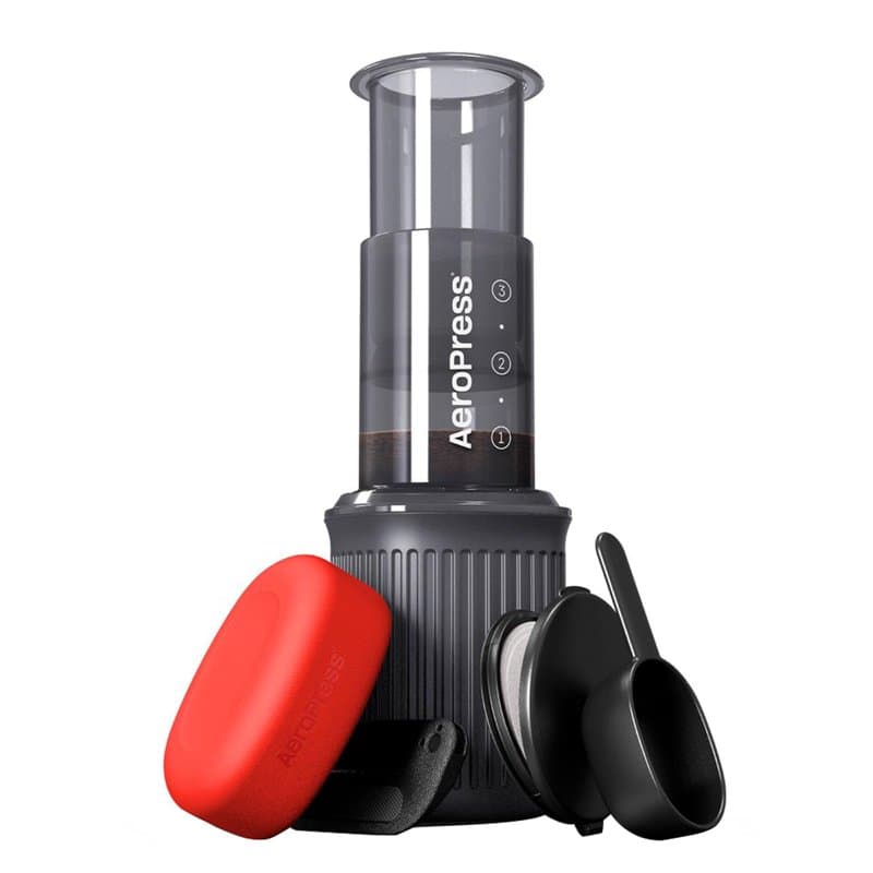 AeroPress Go Kit de Voyage – Cafetière combinant cafetière à piston, filtre manuel et espresso – Café corsé sans amertume – Mach