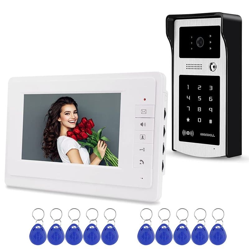 FTSTech 7" Couleur Filaire Vidéo Porte Téléphone RFID Caméra Vidéo Sonnette Système d'Interphone pour Les Appartements à Domicil