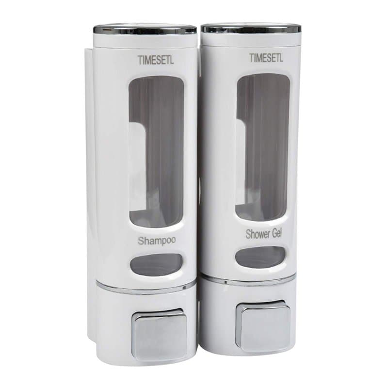 Distributeur Savon Mural 400MLX 2 TIMESETL Distributeur Shampoing et Gel Douche Distributeur Savon Douche Double Distributeur de