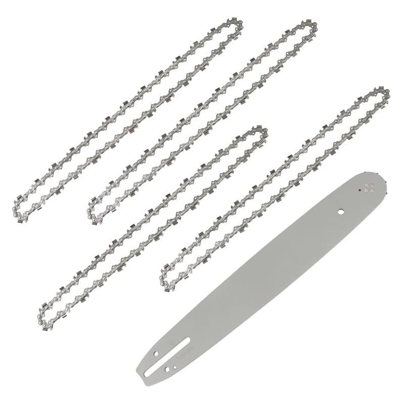 Longueur de Guide-chaîne 35 cm avce 4 Chaînes de Tronçonneuses, 52 Maillons / Entraineurs, Pas de 3/8", Jauge 0,05" (1,3 mm)
