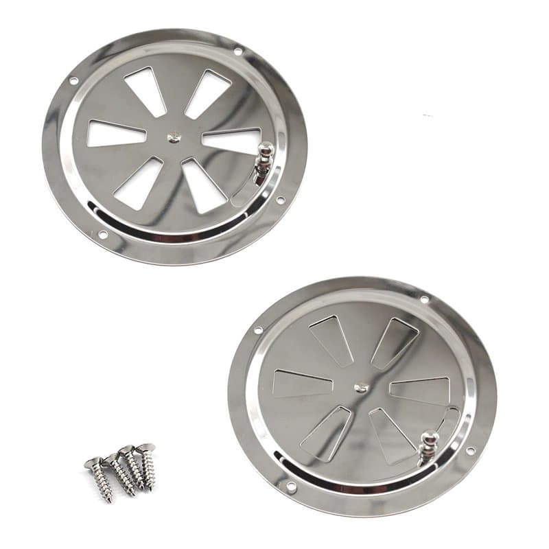 Lot de 2 grilles d'aération circulaires en acier inoxydable 316 Ø 12,7 cm