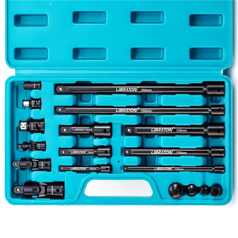 LIBRATON Rallonge Cliquet, Adaptateurs de Douilles, 18PCS Rallonges de Clé à Douille, Jeu de Rallonge Douille Cle a Cliquet, Réd
