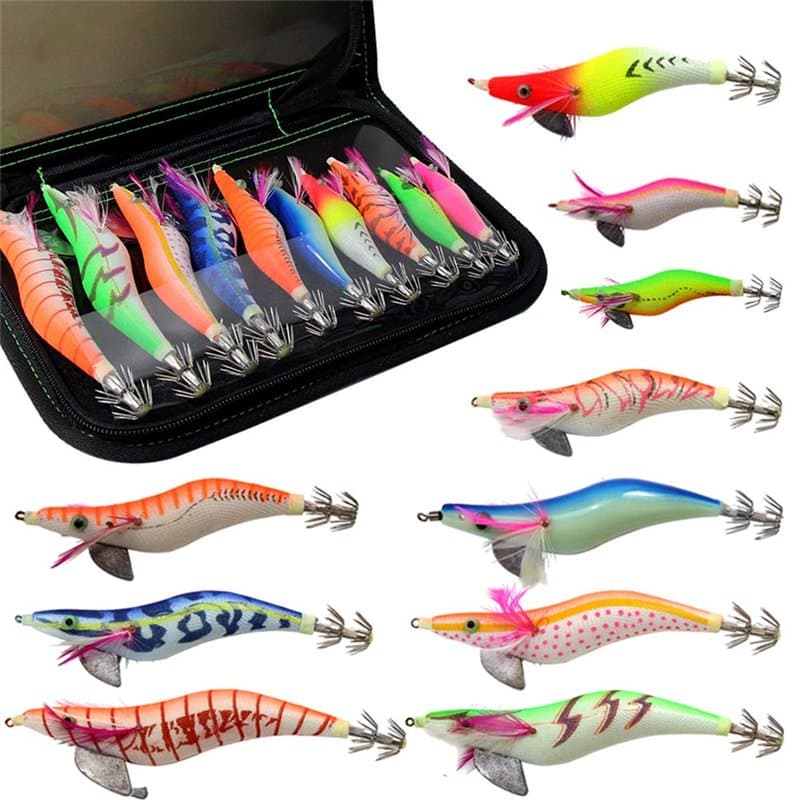 Croch 10 Pièces Lumineuse Turlutte Leurre pour la Pêche des Pieuvre,Seiches et Calamar