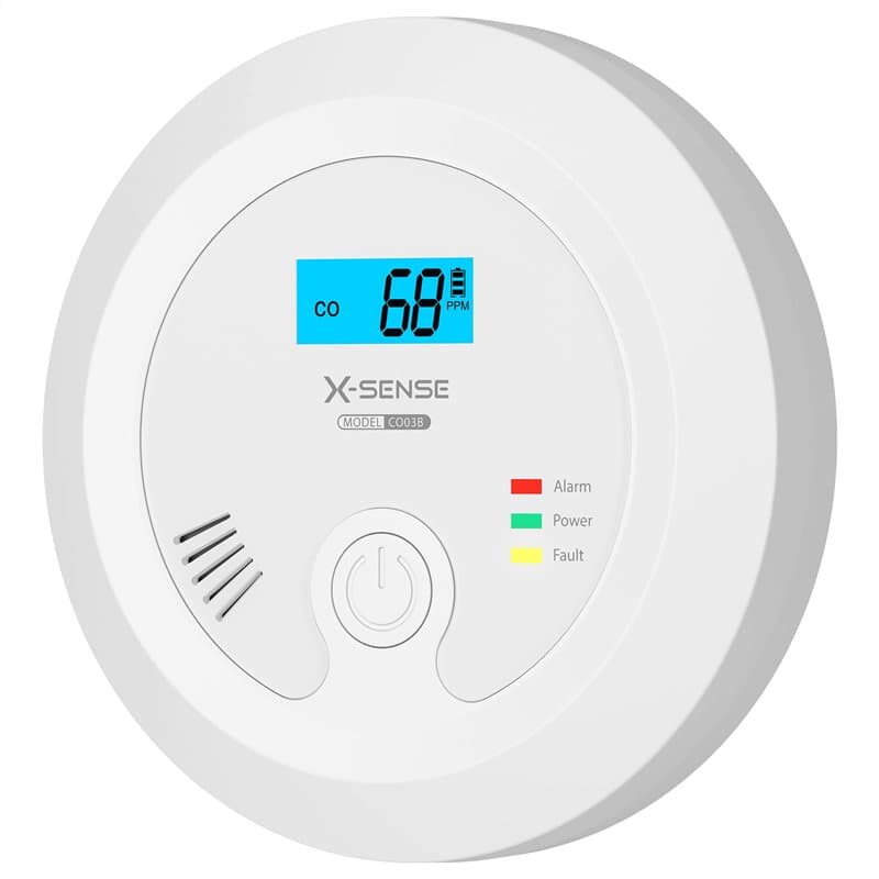 X-Sense Détecteur de Monoxyde de Carbone avec Batterie Échangeable et l'Écran LCD, Concentration de Monoxyde de Carbone avec Bou