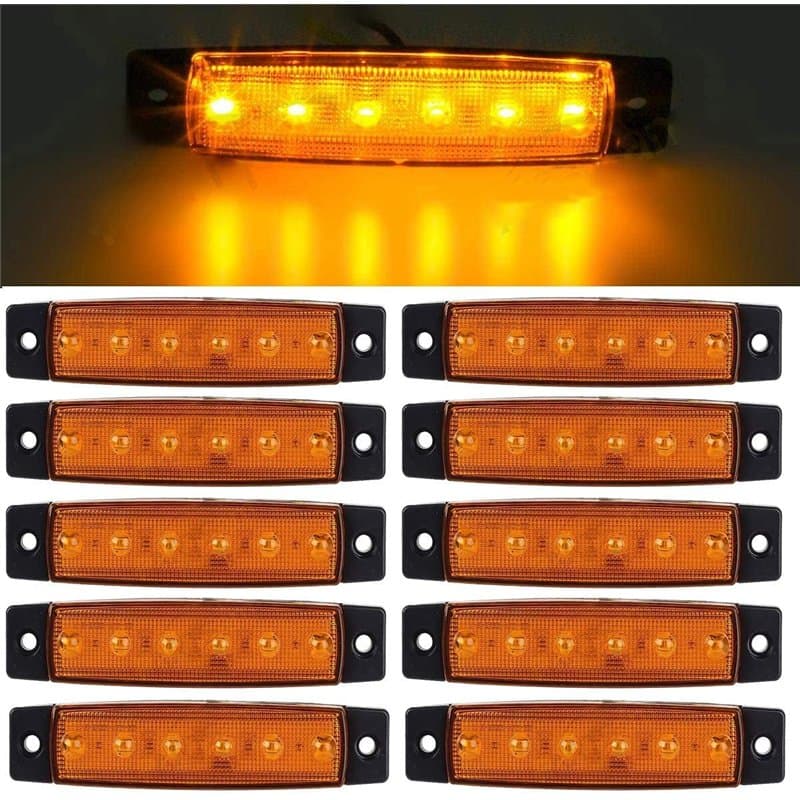 GSRECY Lot de 10 feux de gabarit latéraux à 6 LED 24 V pour camions, feux de position latéraux et arrière - Jaunes