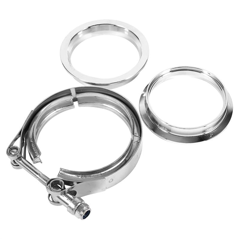 pince en bande V, Qiilu Pinces à bande en V, 3" Collier de serrage fixation pour tuyau pot silencieux d'échappement en acier ino