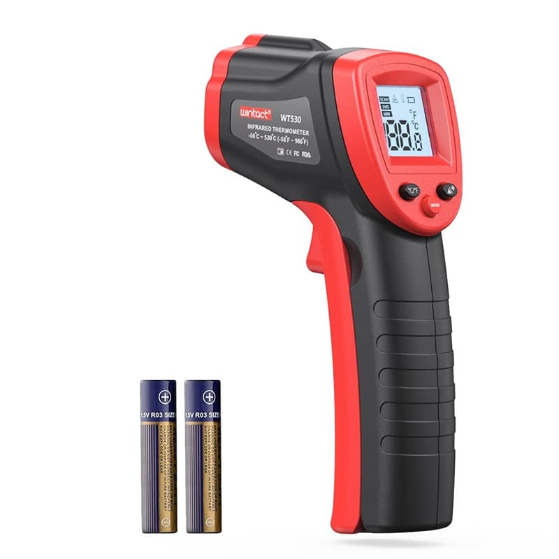 Thermomètres à Infrarouge Laser Wintact, -50℃ à 530℃ Pistolet Temperature Numérique pour Cuisine Cuisson, Four à Pizza, Patisser