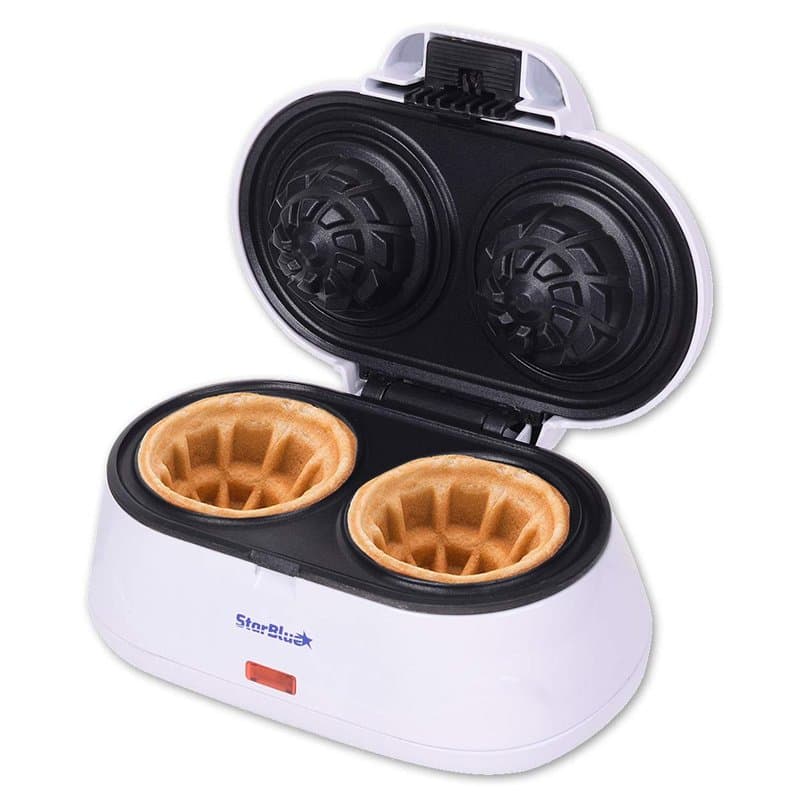 StarBlue Double Gaufrier Pour Gaufres En Forme De Coupelle, Cadeau Ideal, 220-240 V, 50/60 Hz, 1200 W, Prise UK Adaptateur De Pr