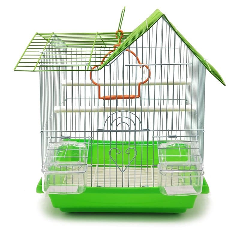 BPS Cage à Oiseaux Métal Petite Cage avec Bol à Nourriture et Abreuvoir Balançoire à Seau Couleur Aléatoire 30 x 23 x 39 cm BPS-