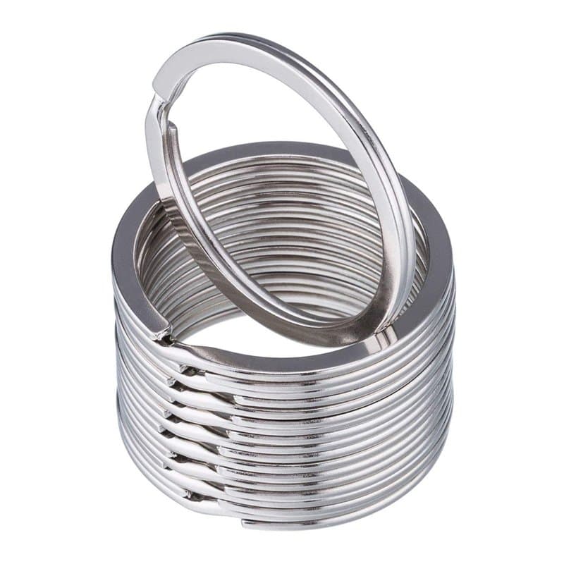 Lot de 50 anneaux ronds plats en métal pour clés de voiture ou de maison - Argenté - 30 mm