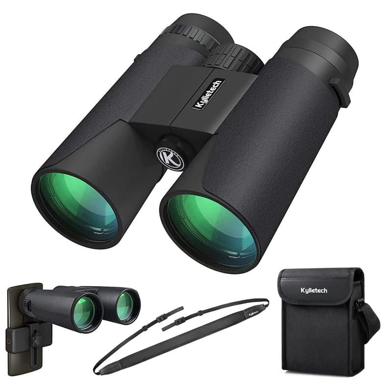 Kylietech 12 x 42 Jumelles pour Adultes avec BAK4 Prism, FMC lentille, Grande oculaire, Compact, antibuée et étanche Idéal pour