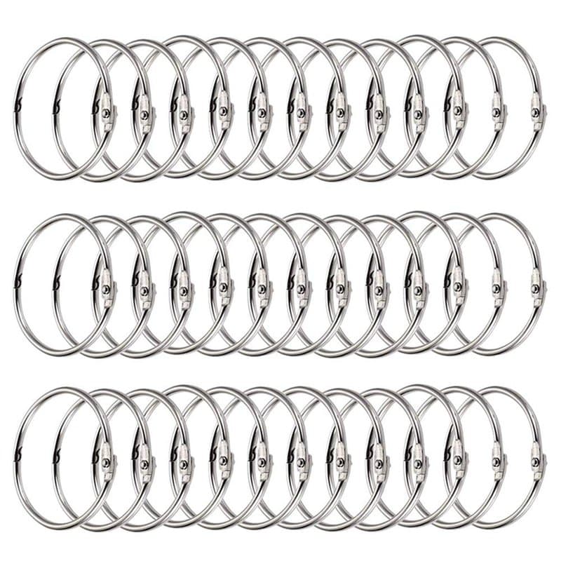 Anneaux de Livre, Anneaux de Reliure, 100 PCS Métalliques Anneaux Porte-clés à Bloc-note Anneaux Articulés pour Albums Scrapbook