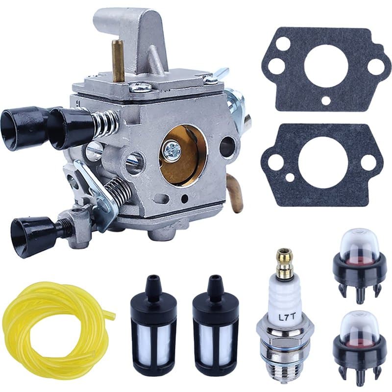 Kit de Carburateur pour Stihl FS120 FS200 FS250 FS300 FS120R Débroussailleuse, ADEFOL Carburateur + Filtre à Carburant + Tuyau d