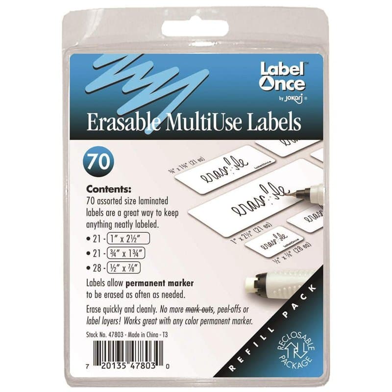 JOKARI à Imprimer Une Fois effaçable Multiuse étiquettes Lot Recharges, 70 Count