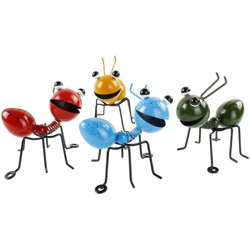 YiYa 4 pièces Décoration de Fourmis en métal Décoration Murale Fourmi Décoration de Jardin pour Fourmis Insectes Mignons et colo