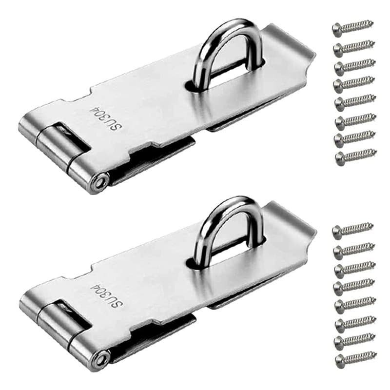Loquet de Cadenas Agrafe,2 Pièces Porte Fermoir Verrou de Porte Moraillon De Verrou en Acier Inoxydable 4 Pouces Avec Des Vis Ve