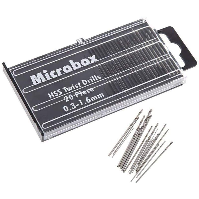 Bestgle Lot de 20 mini forets hélicoïdaux en acier rapide HSS 0,3 mm-1,6 mm