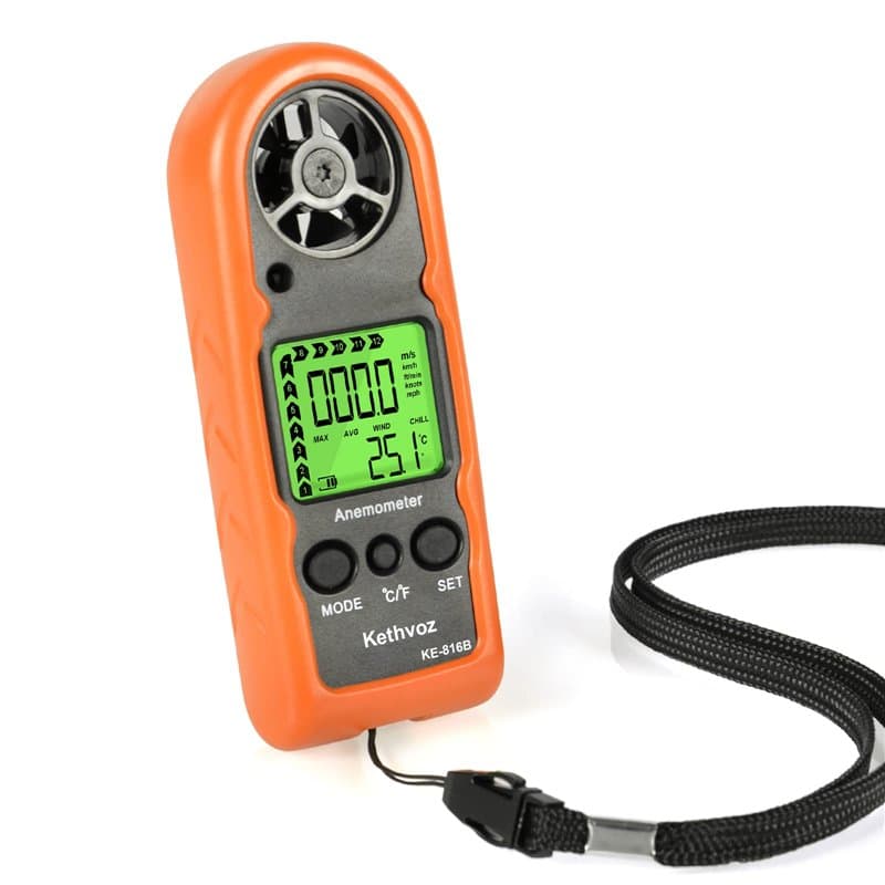 Mini Anemometre Portable VMC, Kethvoz Exterieur Jauge de Vitesse du Vent Numérique avec Max/AVG/Valeur Actuelle Mesure 0~30 m/s