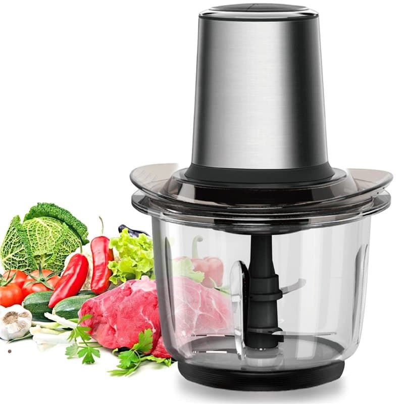 Hachoir Électrique, 400W Hachoir a Viande, 2 Niveaux de Vitesse, 1.5 L Bol en Verre, 4 Lames Inox Amovibles, Hachoir Multifoncti