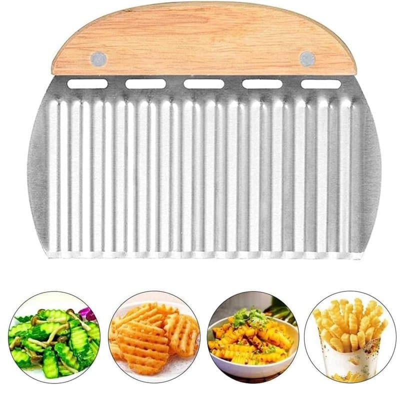 Rpanle Couteau de Tranches de Pomme de Terre, Couteau Lame Ondulée, Trancheuse de Frites Vague, Patate Lame OnduléE Coupe en Aci